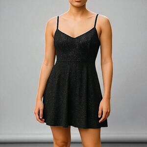 City Studio Juniors Black Silver Gold Sparkle Fit & Flare Party Dress NWT SZ 15